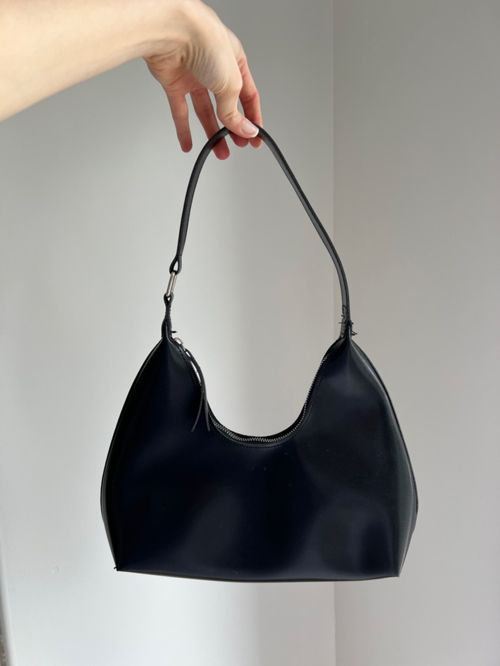 Classic Black Leather Shoulder Bag